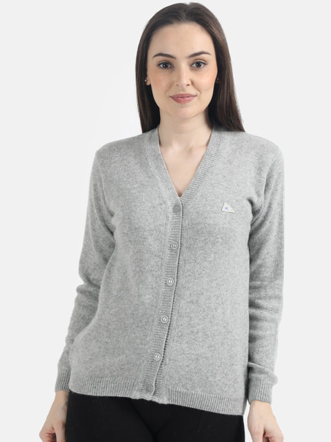 

Monte Carlo Women Grey Melange Solid Cardigan Sweater