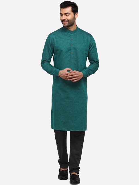 

JADE BLUE Men Green Solid Straight Modi Kurta