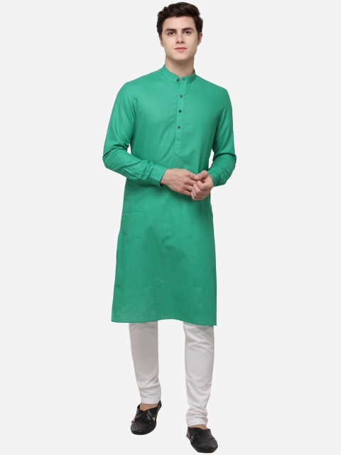 

JADE BLUE Men Green Solid Straight Modi Kurta