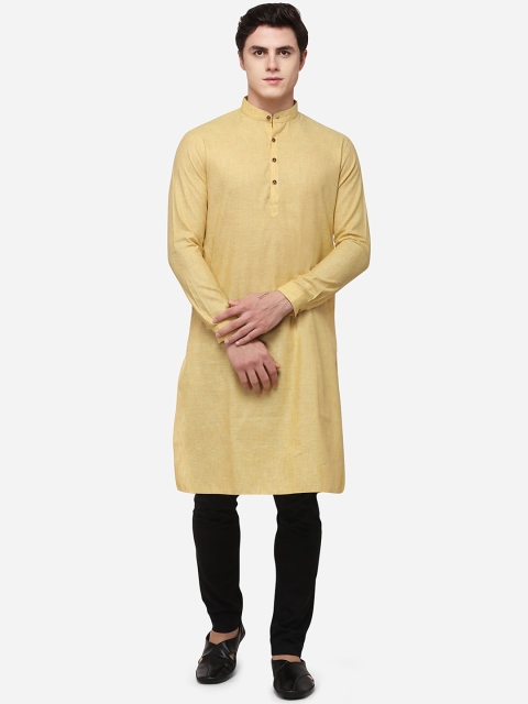 

JADE BLUE Men Yellow Solid Straight Kurta