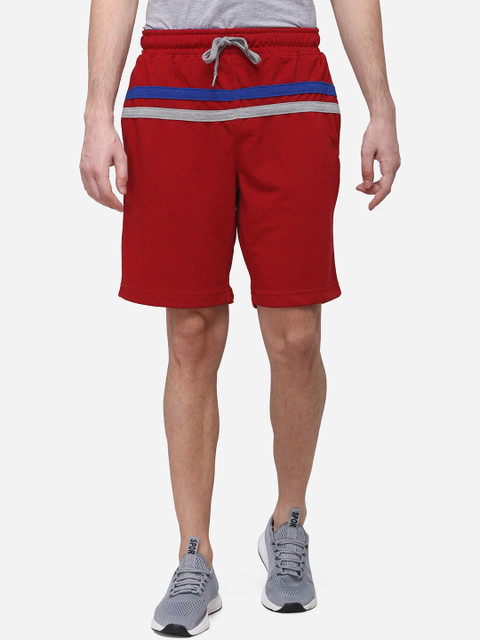 

JADE BLUE Men Red Striped Regular Fit Regular Shorts