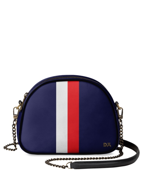 

DailyObjects Navy Blue & White Striped Sling Bag