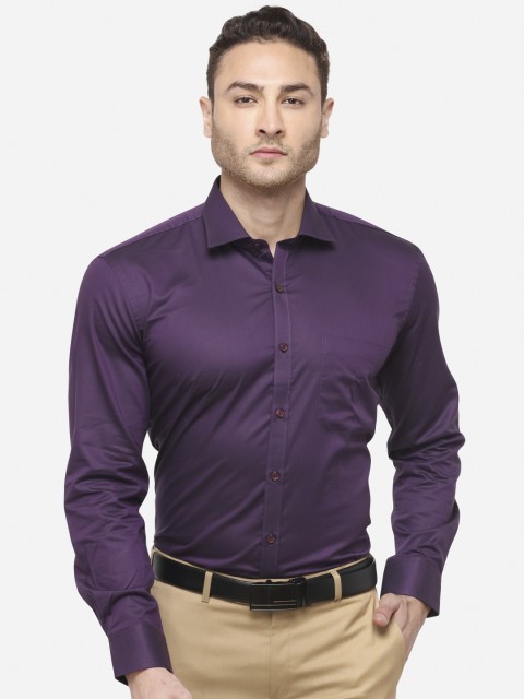

METAL Men Purple Slim Fit Solid Formal Shirt