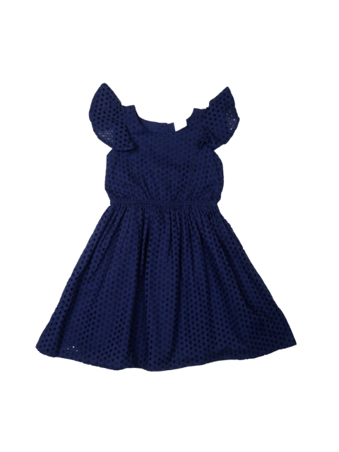 

Doodle Girls Navy Blue Self Design A-Line Dress