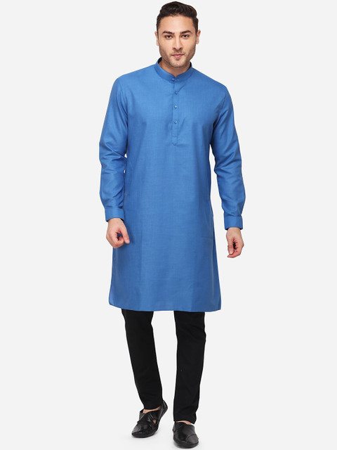 

JADE BLUE Men Blue Solid Straight Modi Kurta