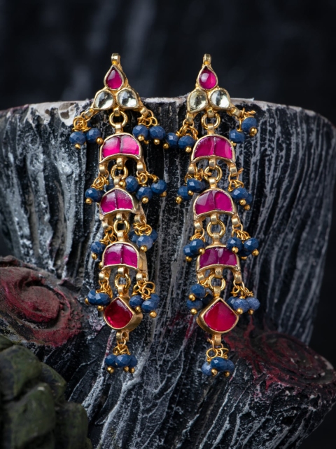 

MORKANTH JEWELLERY Pink & Blue Gold-Plated Classic Drop Earrings