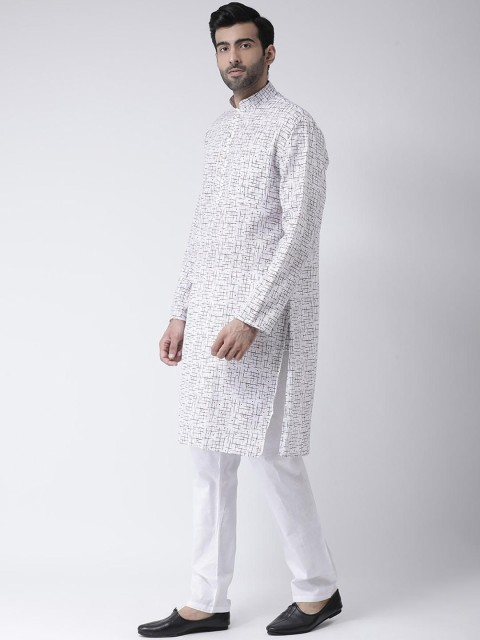 

SG LEMAN Men White & Brown Printed Kurta with Pyjamas