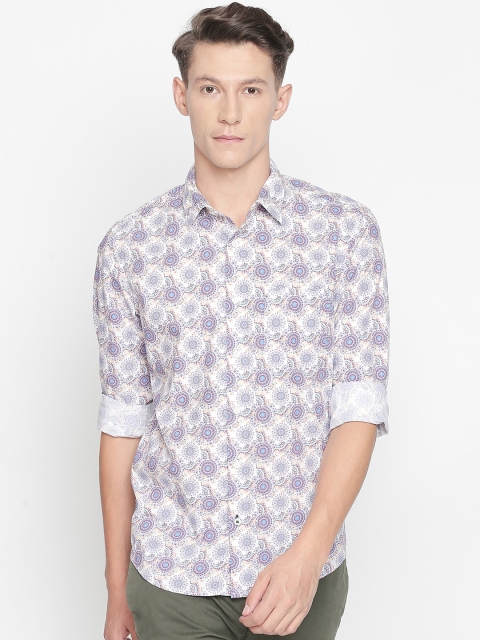 

Basics Men Beige Slim Fit Printed Casual Shirt