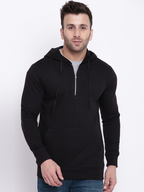 

GRITSTONES Men Black Solid Hooded Sweatshirt
