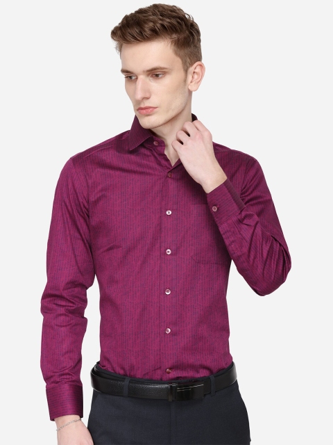 METAL Men Purple & Blue Slim Fit Printed Formal Shirt