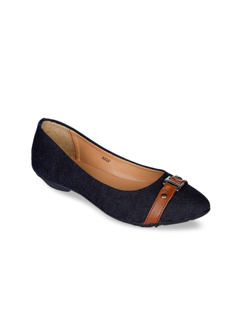 

Bruno Manetti Women Navy Blue Solid Fabric Ballerinas