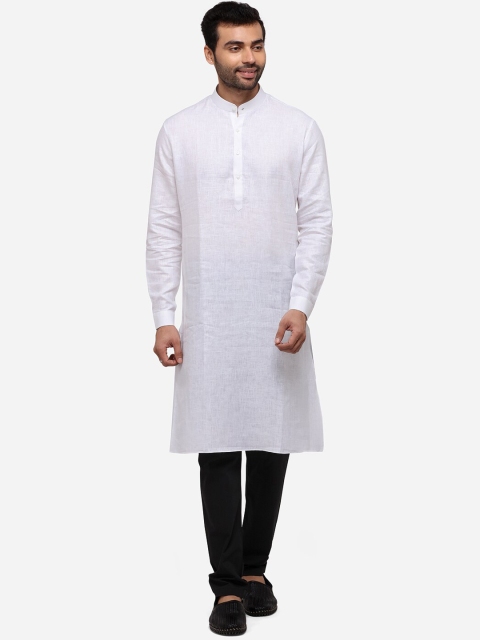 

JADE BLUE Men White Solid Straight Modi Kurta