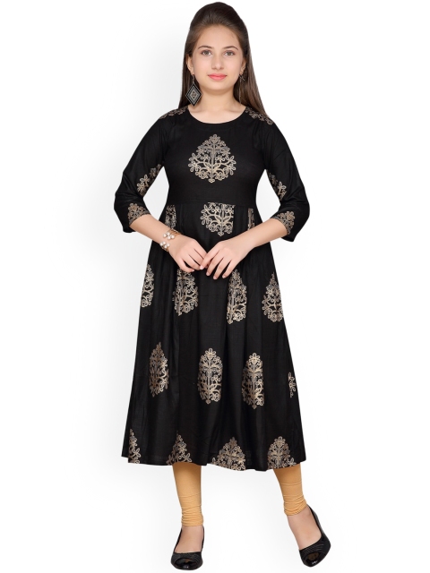

Aarika Girls Black & Beige Printed Kurta with Churidar