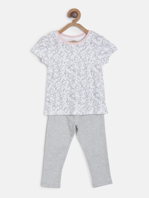 

MINI KLUB Girls Grey Printed T-shirt with Lounge Pants