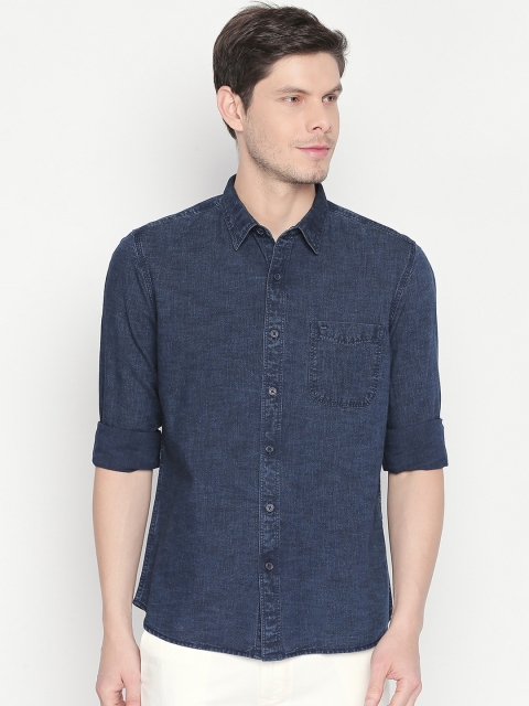 

Basics Men Navy Blue Slim Fit Solid Casual Shirt