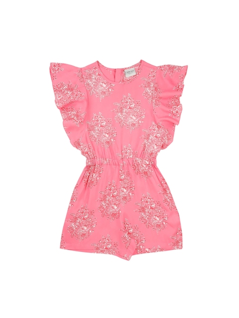 

Cherokee Girls Pink & White Printed Flutter Sleeve Romper