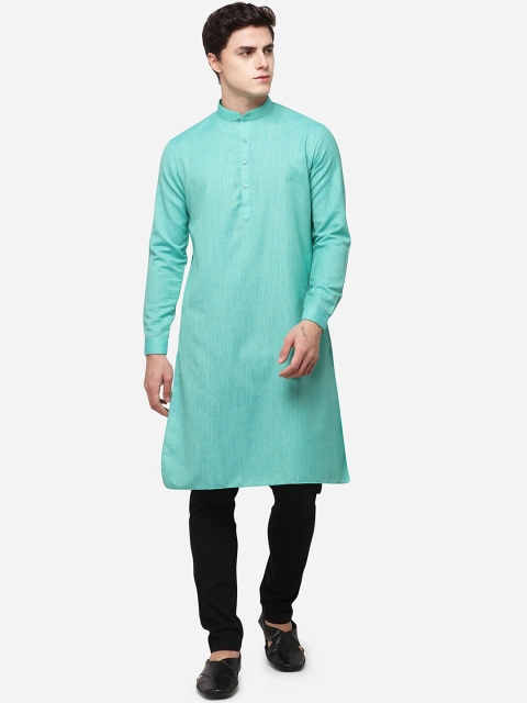 

JADE BLUE Men Sea Green Woven Design Straight Kurta