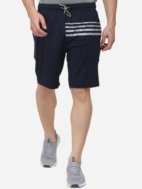 

JADE BLUE Men Navy Blue Striped Regular Fit Regular Shorts