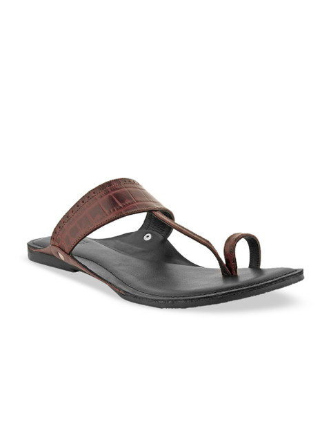 

SKO Men Maroon Leather Comfort Sandals