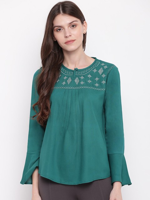 

Mayra Women Green Solid A-Line Top