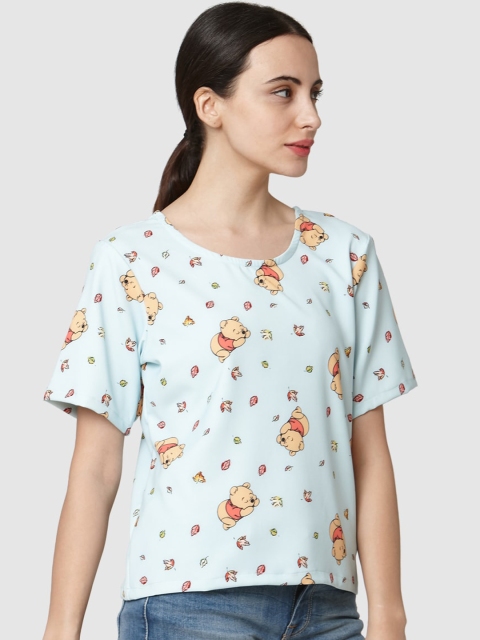

Smarty Pants Women Blue Winne The Pooh Print Round Neck T-shirt