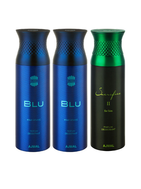 

Ajmal Men Set of 3 Blu & Sacrifice II Deodorant Spray, Multi