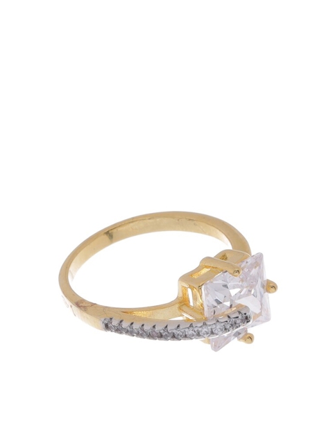 

Tistabene Gold-Toned & White AD-Studded Solitaire Finger Ring