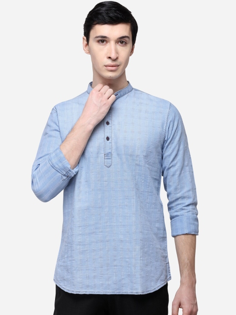 

JADE BLUE Men Blue & White Striped Straight Modi Kurta