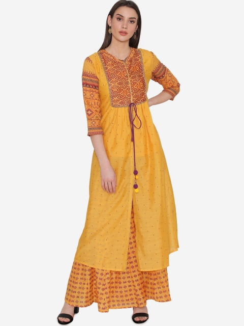 

Kifahari Women Yellow Printed Kurta with Palazzos