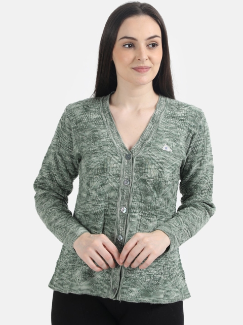 

Monte Carlo Women Green Printed Cardigan Sweater
