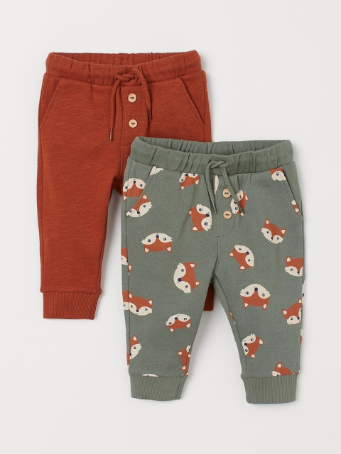 

H&M Infant Boys 2-Pack Cotton Joggers, Rust