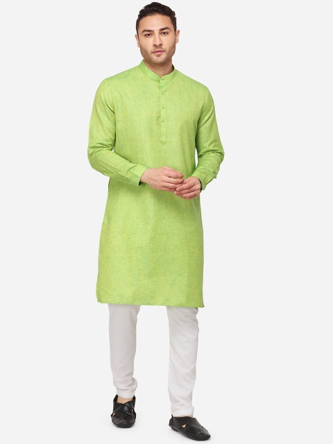 

JADE BLUE Men Green Woven Design Straight Modi Kurta
