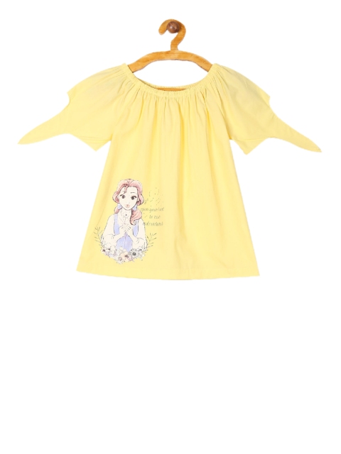 

Colt Girls Yellow Printed A-Line Pure Cotton Top
