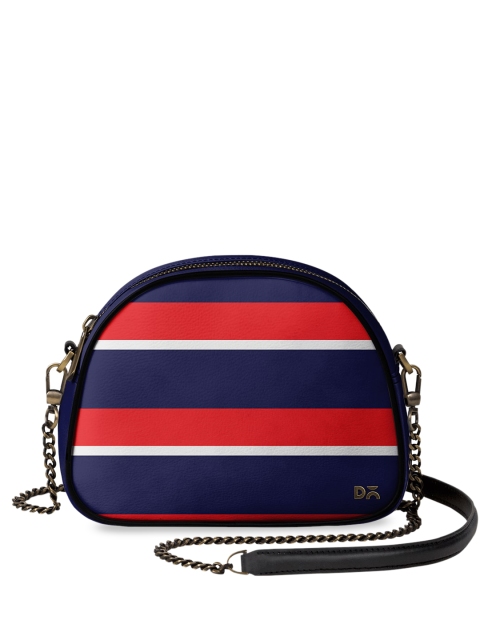 

DailyObjects Red & Navy Blue Striped Sling Bag