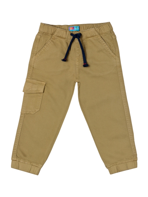 

Kid Studio Boys Khaki Brown Solid Slim Fit Joggers
