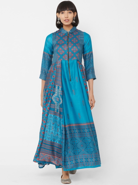 

Vedic Women Blue Printed Maxi Dress