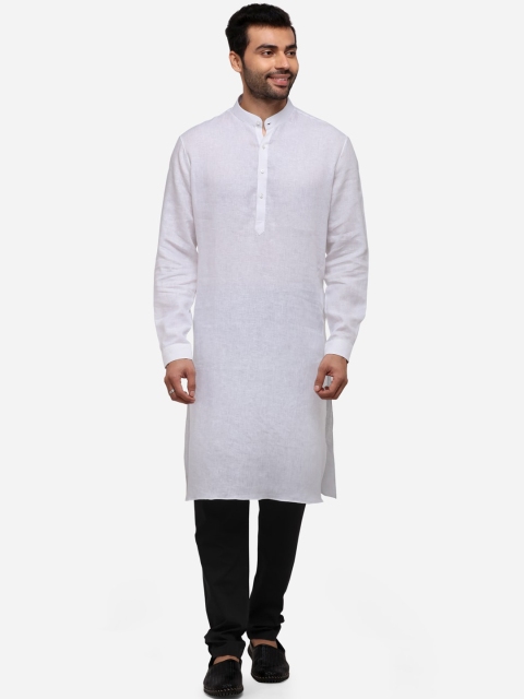 

JADE BLUE Men White Solid Straight Modi Kurta