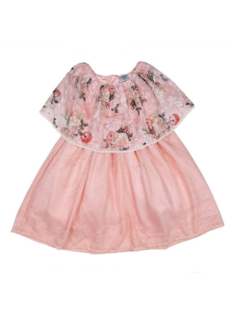 

Doodle Girls Peach-Coloured Self Design A-Line Dress