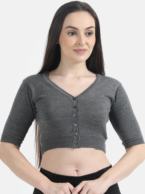 

Monte Carlo Women Grey Solid Crop Sweater