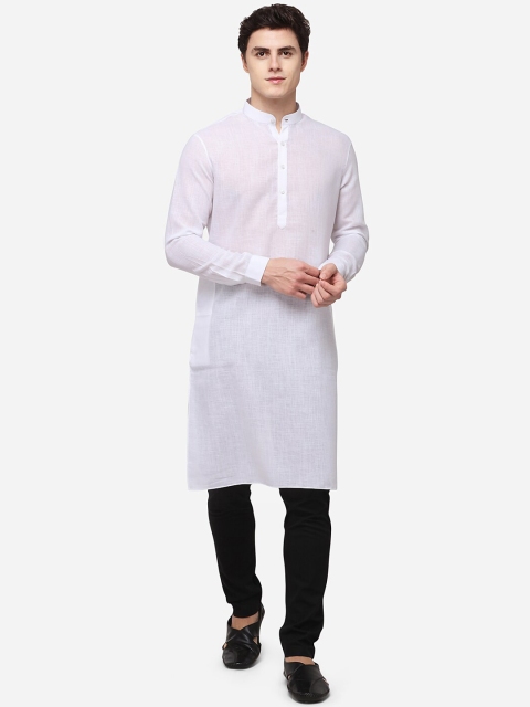 

JADE BLUE Men White Solid Straight Modi Kurta