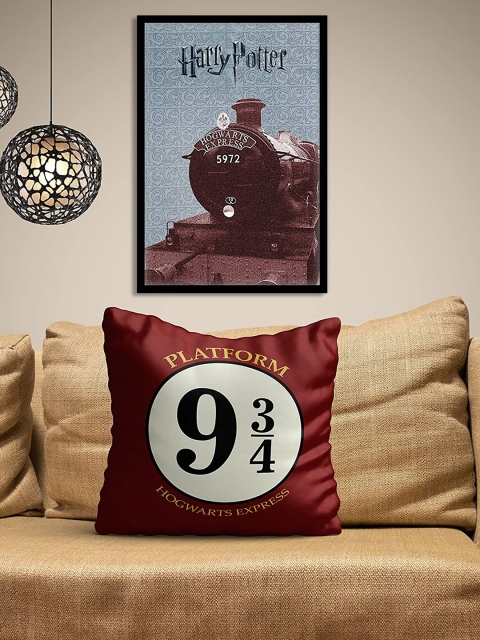 

MC SID RAZZ Maroon & Black Set of Single Harry Potter Hogwarts Square Cushion Covers
