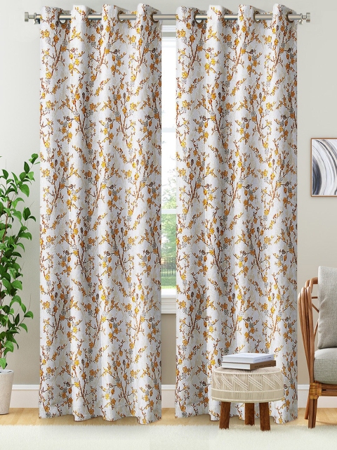 

Aura White & Brown Floral Print Set of 2 Door Curtains