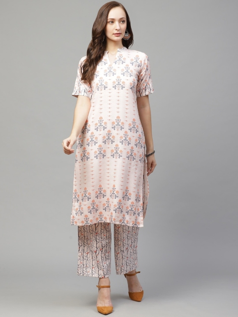 

ZIYAA Women Beige Printed Straight Kurta