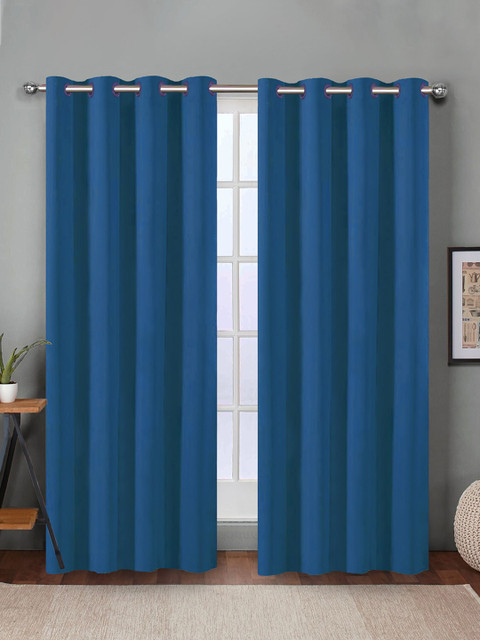 

Aura Blue Set of 2 Solid Black Out Door Curtains