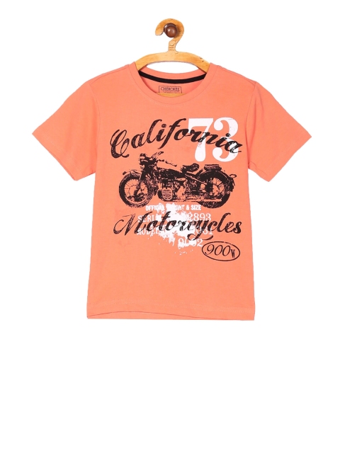 

Cherokee Boys Peach-Coloured & Black Printed Round Neck T-shirt