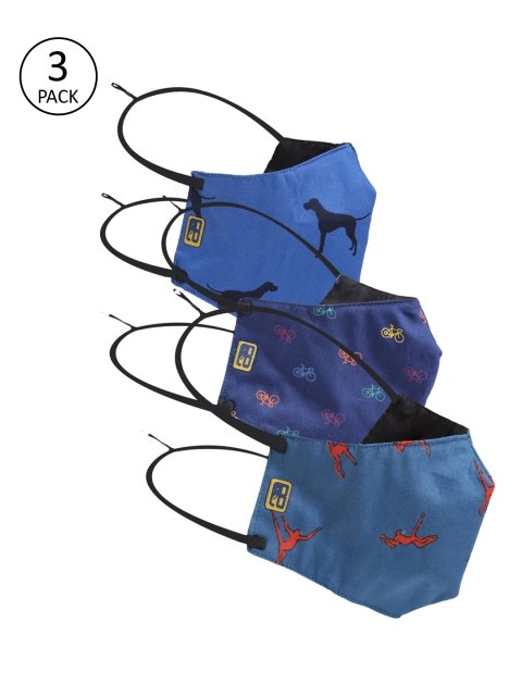

Balista Unisex 4 Ply 3 Pcs Protective Outdoor Reusable Masks, Blue