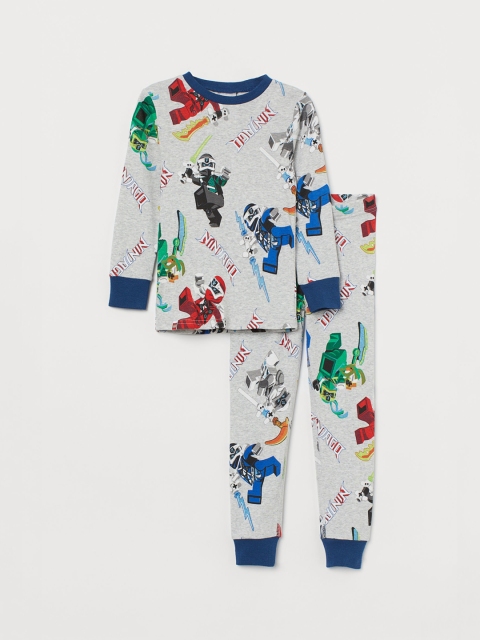 

H&M Boys Grey & Blue Printed Night Suits