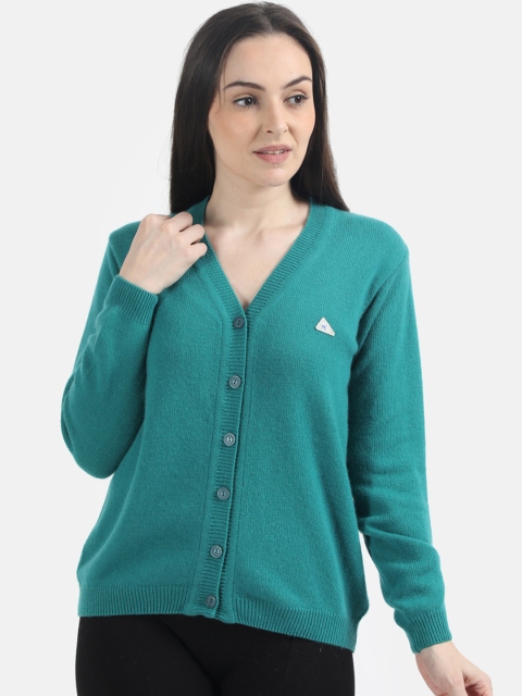 

Monte Carlo Women Turquoise Blue Solid Cardigan Sweater