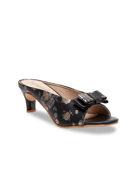 

Butterflies Women Black & Peach Floral Print Peep Toes