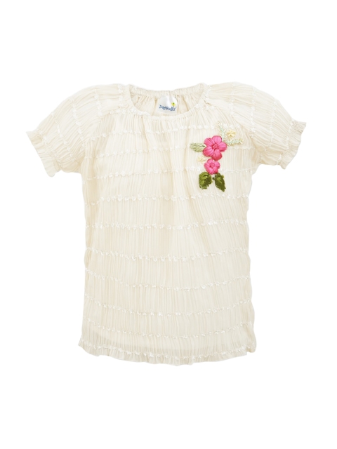 

Daffodils GIRLS WEAR Girls Cream-Coloured Self Design Top